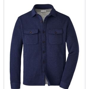 Peter Millar Navy Crown Sweater Fleece Shirt Jacket  Medium Mens